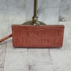 Holt Renfrew Dusty Rose Crocodile-Embossed Leather Kisslock Wristlet